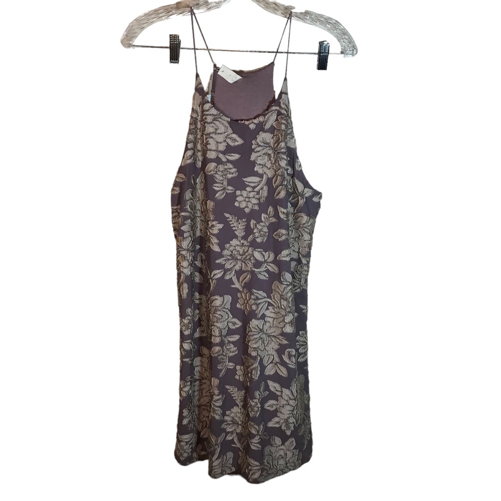 Lazy Sundays boho purple Floral Halter Dress women M Sleeveless summer NWT